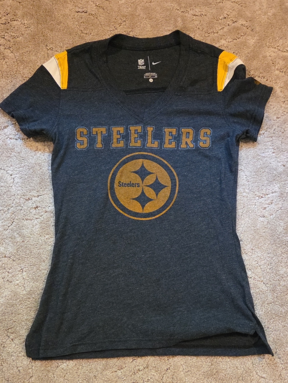 Women's Nike Black and Gold Pittsburgh Steelers V-Neck Tee